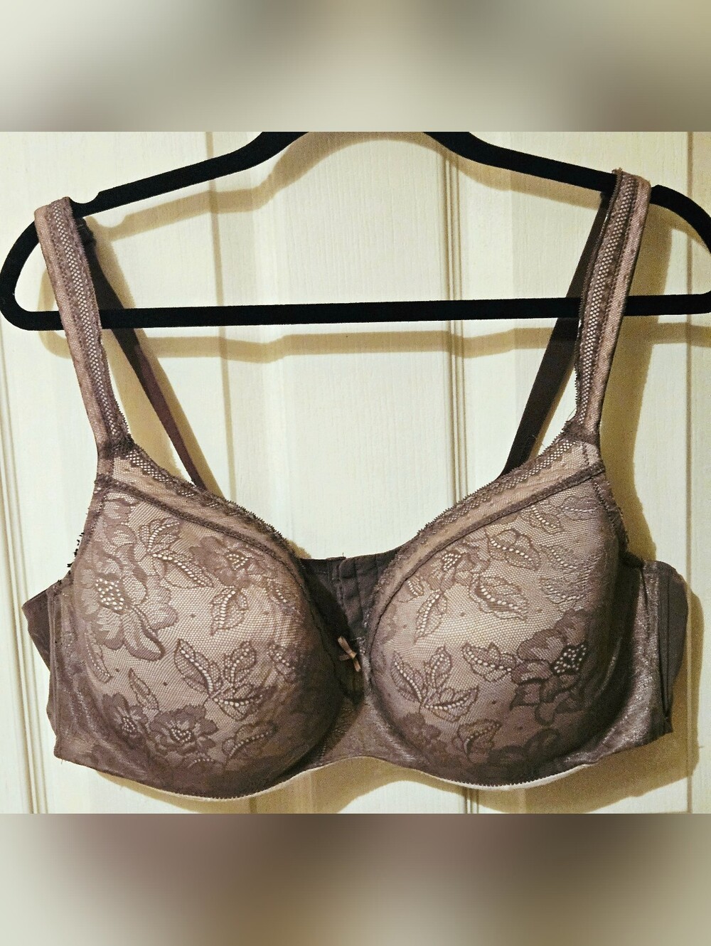 Cacique Purple Lace Underwire Bra with Floral Overlay